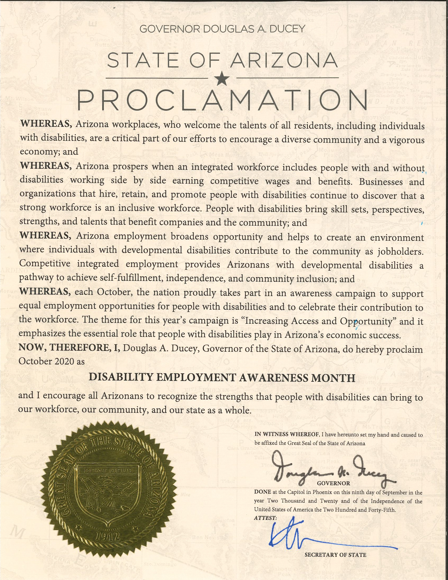 Image of October 2020 Disability Employment Awareness Month in Arizona