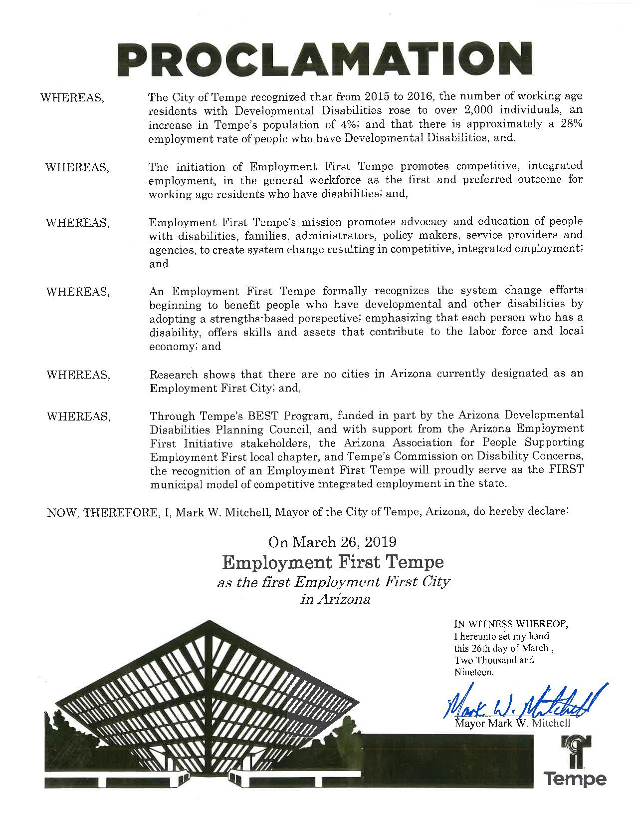 Image of Tempe Proclamation Text