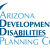 Logo with stylized person with arms raised. blue text reads Arizona Developmental Disabilities Planning Council